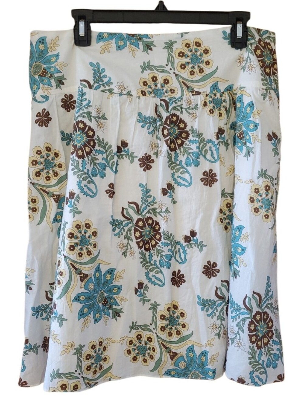 DMBM Women’s White Cotton Floral Midi Skirt Large